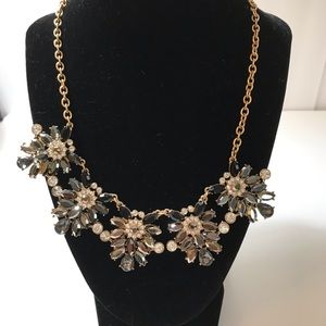 Black & Smokey Topaz Gemstone Statement Necklace